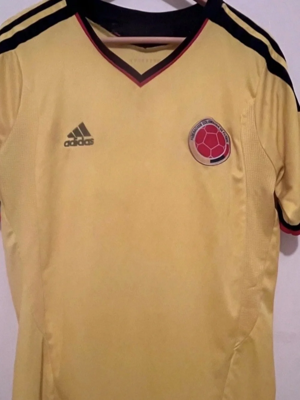Colombia Men's Soccer Jersey with Red & Black Trim yellow